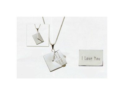 Message Envelope Pendant with Engraved